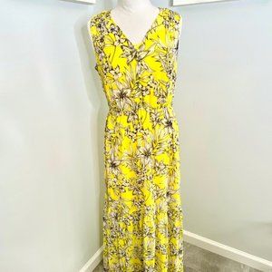 Yellow floral maxi dress. Long dress